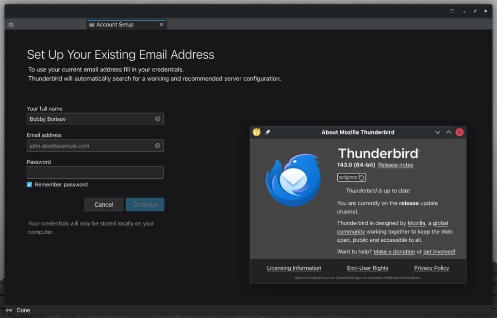 Mozilla Thunderbird 143 开源桌面电子邮件客户端。