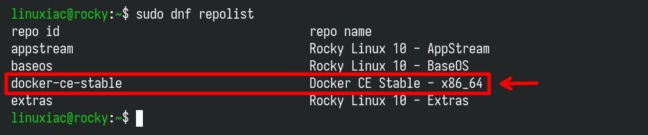 Rocky Linux 中可用存储库的列表。